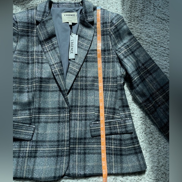 L’Agence Diana Skinny Lapel Blazer, Metallic Gray, Size 10 - Picture 8 of 16